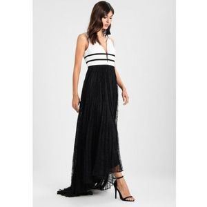 NWOT Adrianna Papell Colorblock Hi Lo Floral A Line Skirt Lace Long Gown Sz10